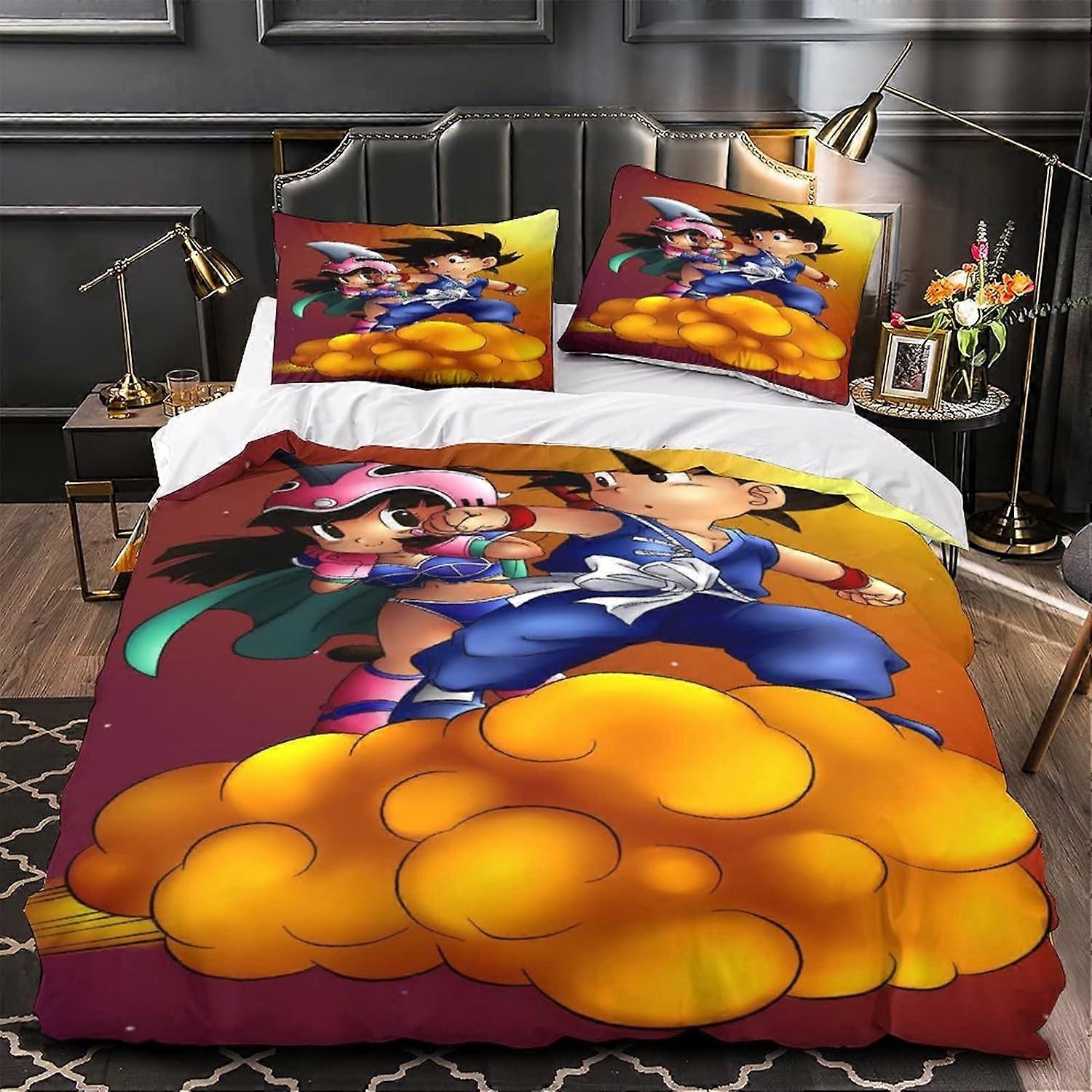 Goku D Hot Blooded Kingcraft Mönster Sängkläder Set Påslakan Täcke Täcke Bitar med örngott Lämplig för pojkar Flickor med dragkedja