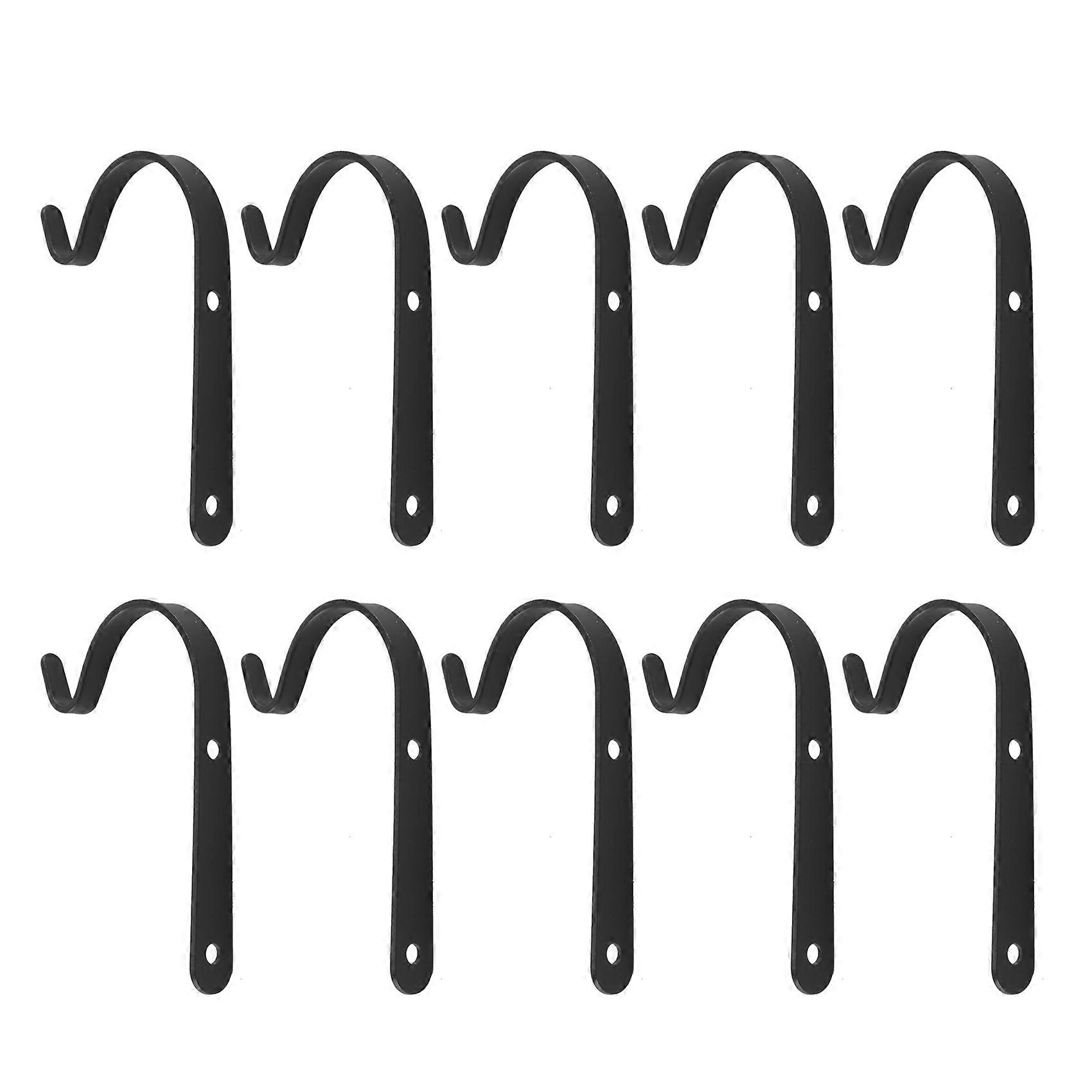 Set of 10 Hanging Basket Bracket Hooks Iron Wall Hanging Hooks Curved Up Plant for Hanging Bird Fee