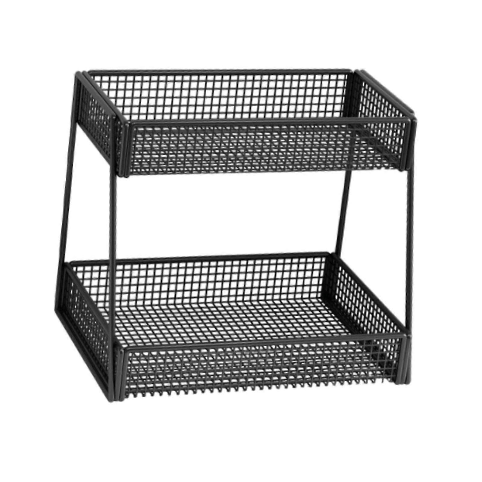 Vegetable Holder Double Tier Utility Cosmetics Rack Countertop Storage Shelf