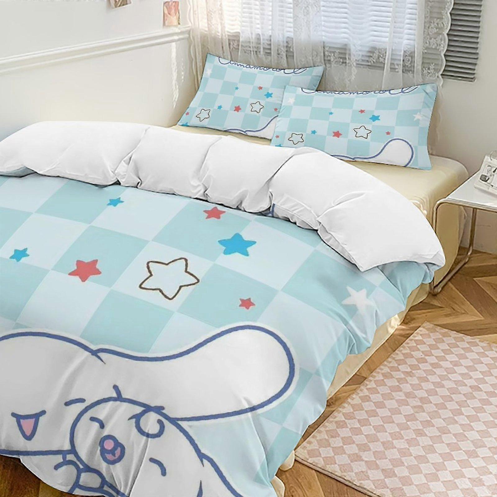 v970 Cinnamoroll 3-Piece Twin Bed Set - Includes 1 Single Comforter And 2 Pillowcases Bedding - Fade Resistant Microfiber - Cinnamoroll io970