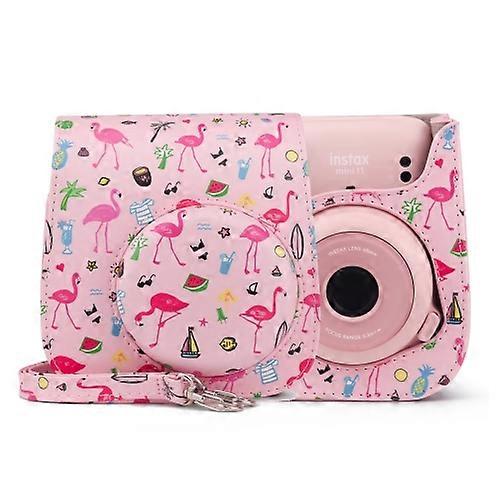 Flamingo Pattern Camera Bag with Shoulder Strap for Fujifilm Instax mini 11
