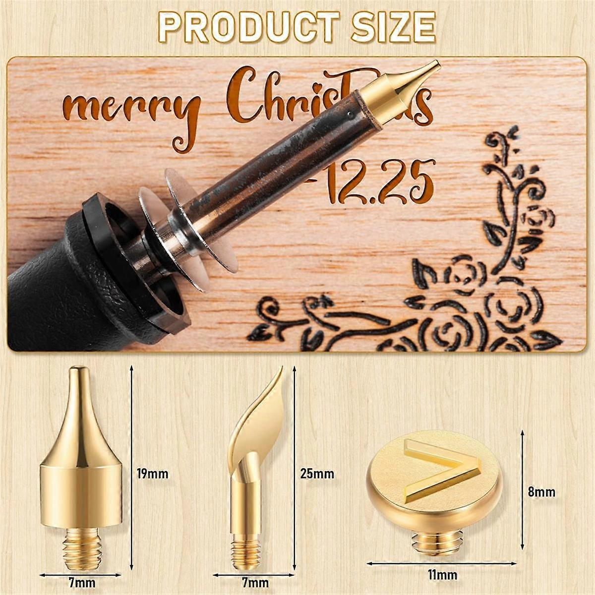 56 Pieces Wood Burning Tip Letter Wood Burning Tip Set Including Alphabet Number Symbol EU Plug