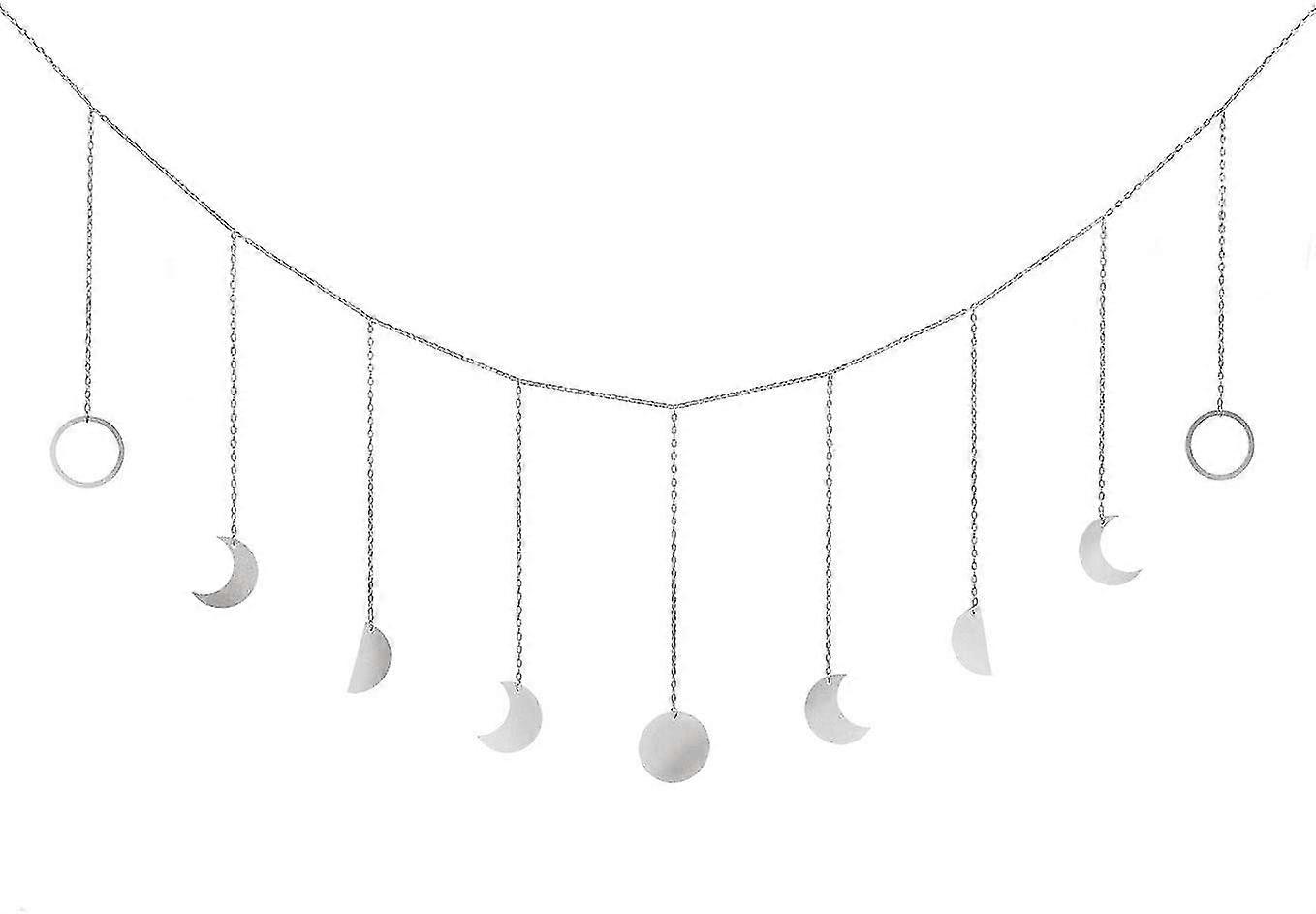 Moon Phase Wall Hanging Moon Garland Decor Boho Home Decoration,silver