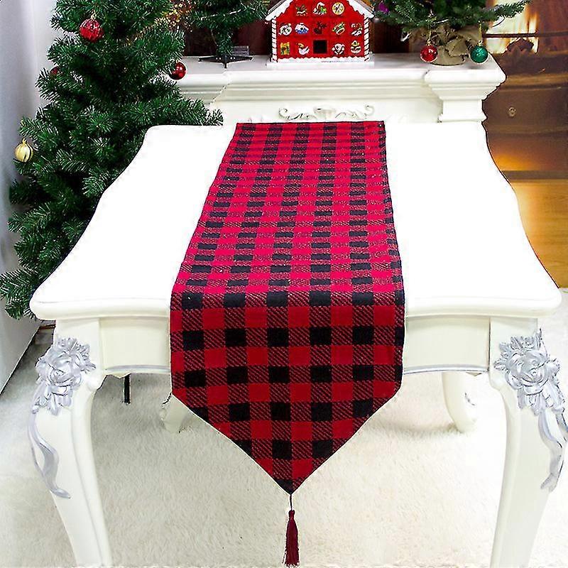 Table Runner Red And Black Plaid Table Runner For Christmas Dinner, Lumberjack Party