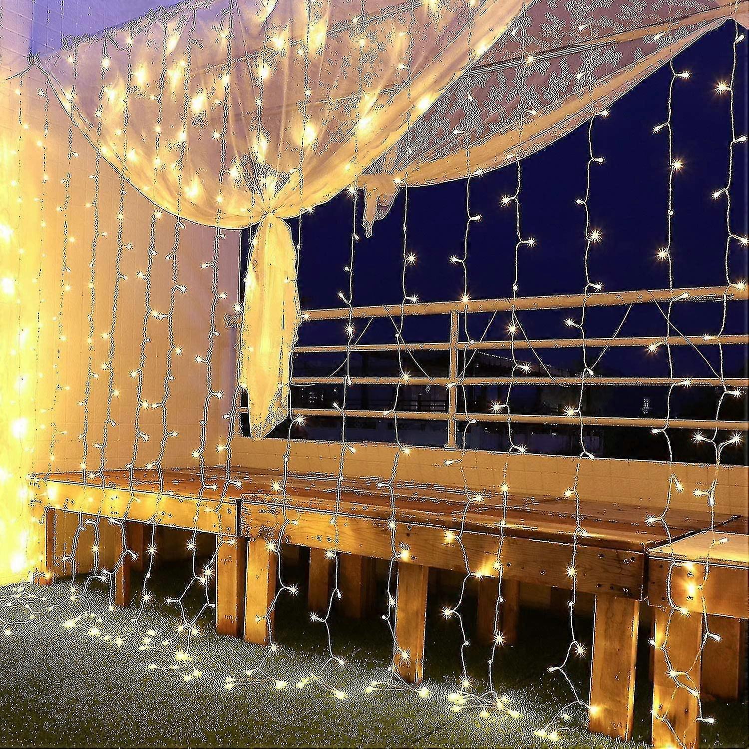 Led Light Curtain, 6 * 3m Usb, With Remote Control Timer 8 Modes