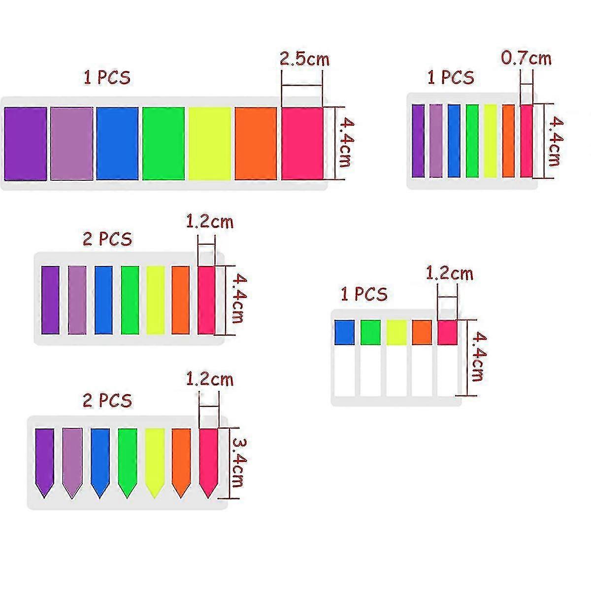 940 Pcs Sticky Note Flags Neon Page Marker Colored Index Tabs 7 Sets