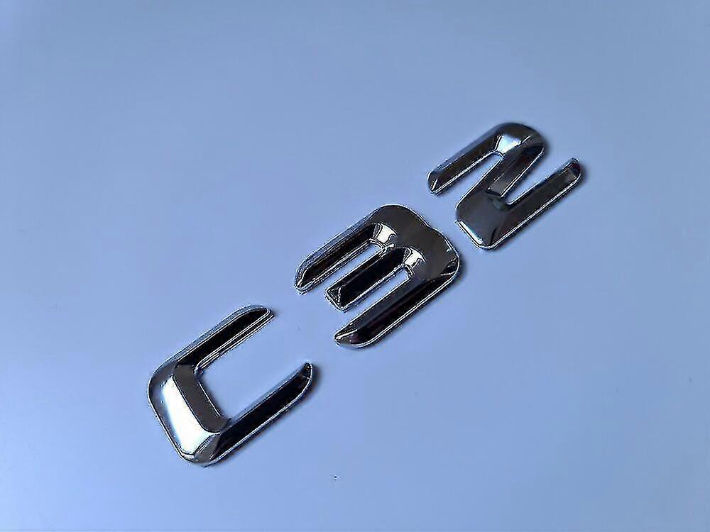Compatible Withc32 Silver / Chrome Flat Letter Number Rear Boot Badge Emblem C Class Mercedes