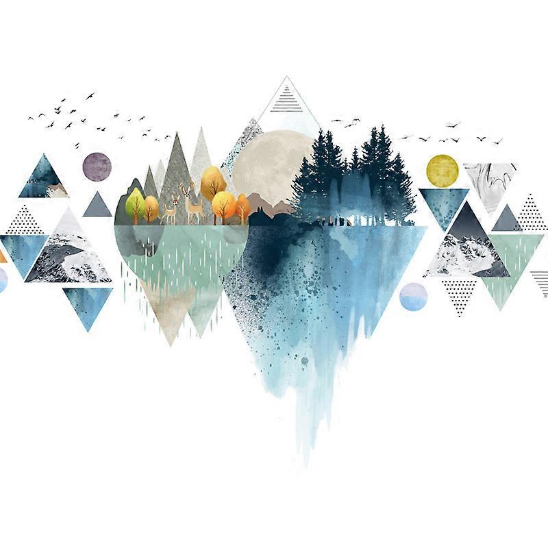 Abstract Mountain Wall Sticker Geometry Ink Painting Wall Sticker Nordic Style Nature Landscape Wall Decals Sticker