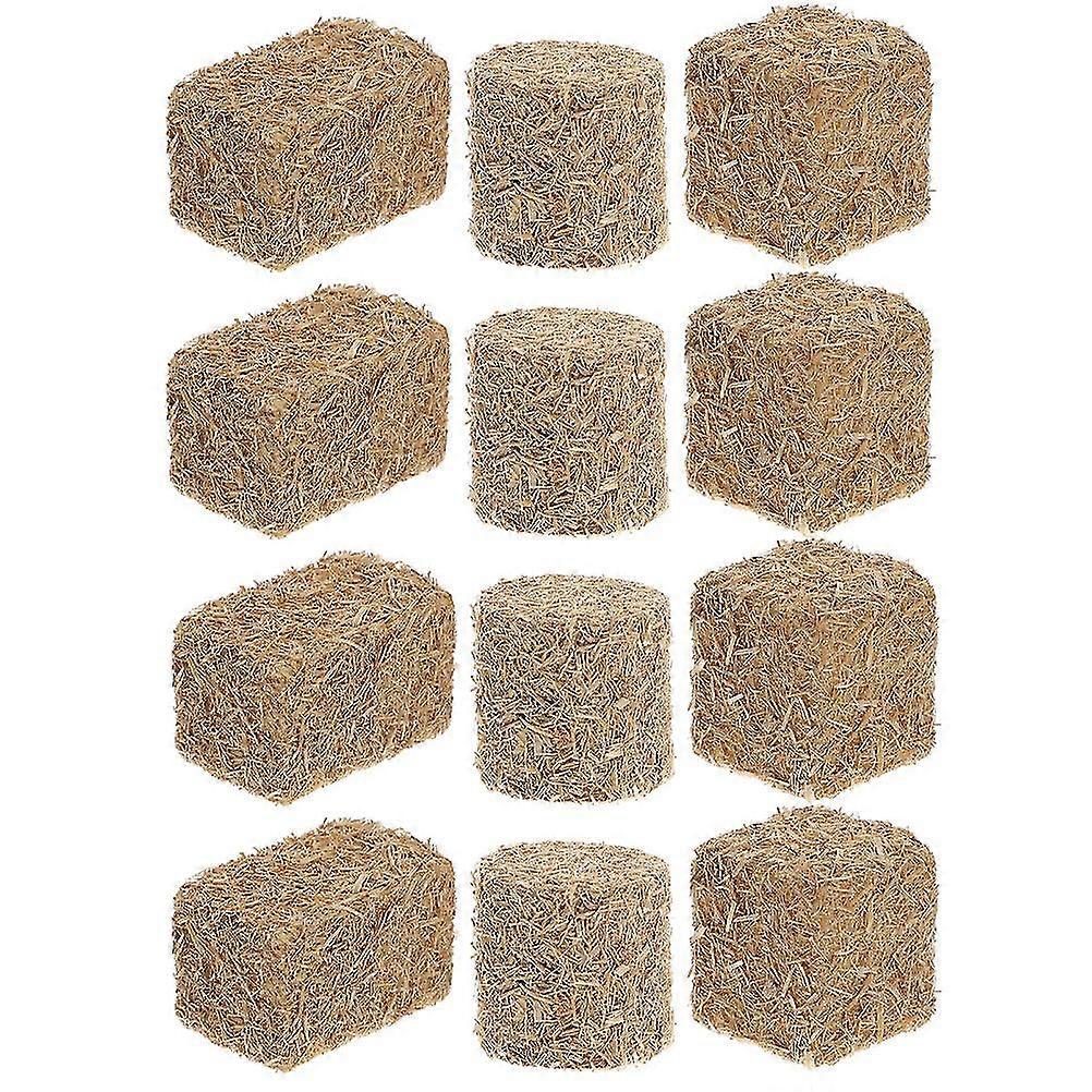 12pcs Stackable Haystack Autumn Style Mini Hayrick Ornament Scene Hay Bales
