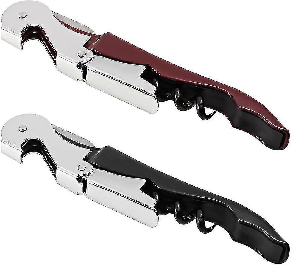 corkscrew bottle opener set of 2, stainless steel three-in-one wine opener, corkscrew and foil cutter for sommeliers, waiters and bartender