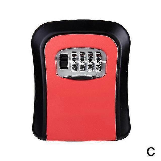 Smart Code Password Key Lock Box Storage Key Wall Mounted Key Safe Box Waterproof Outdoor Keybox 4 Digits Passwords(red)