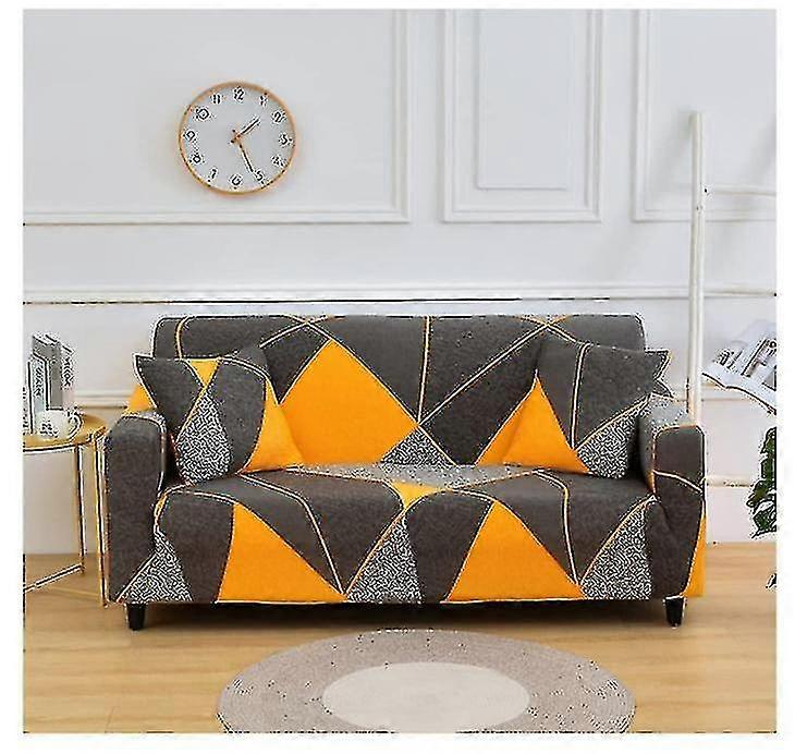 Sofa Bed, High Stretch Elastic Fabric 3 Seater Sofa Slipcover Chair Printed Couch Cover Non Slip Furniture Protector Cover, Machine Washable(yellow)