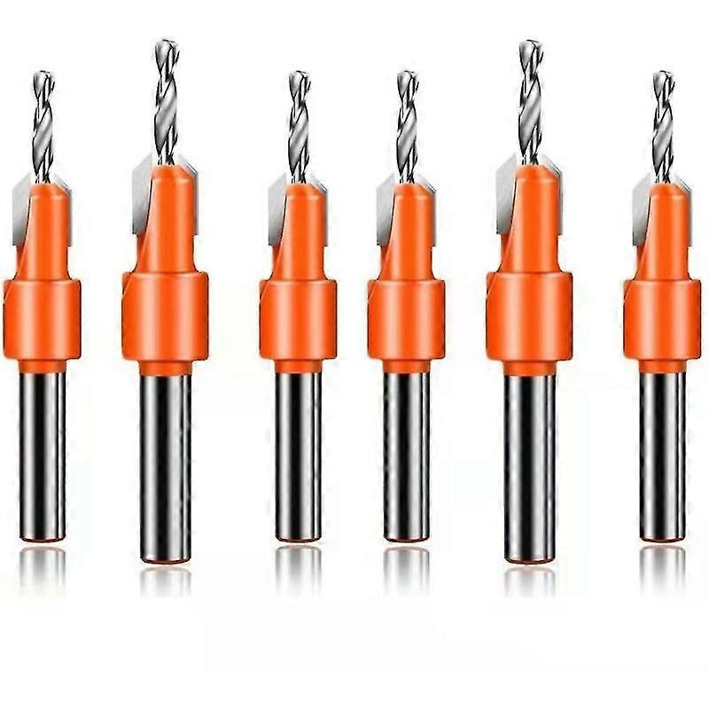 Drill Chuck Set of 6 Tapered Woodworking Drill Bits with Hex Wrench, Woodworking Drill Bit, Carpentry Hole Cutter (Individually Packed)
