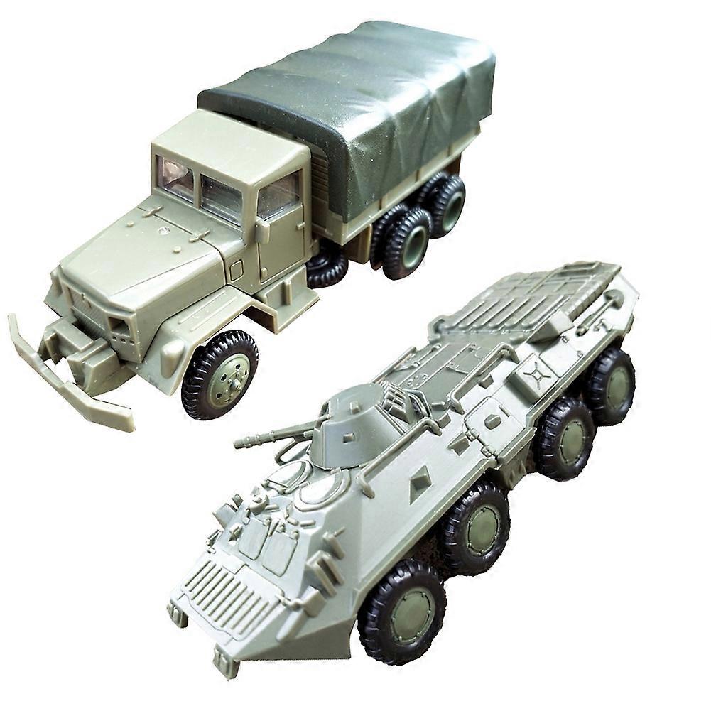 2Pcs/Set 1/72 M35 Truck BTR-80 Cavalry Carrier Model DIY Assembly Craft Kids Toy KAESI