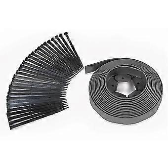 Bordo Prato Flessibile 10 M Con 40 Picchetti – Altezza 8 Cm, In Plastica Grigia Anti-UV E Antigelo, Perfetto Per Aiuole E Vialetti
