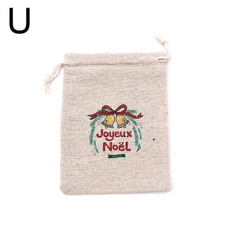 Christmas Linen Bag Candies Drawstring Gift Storage