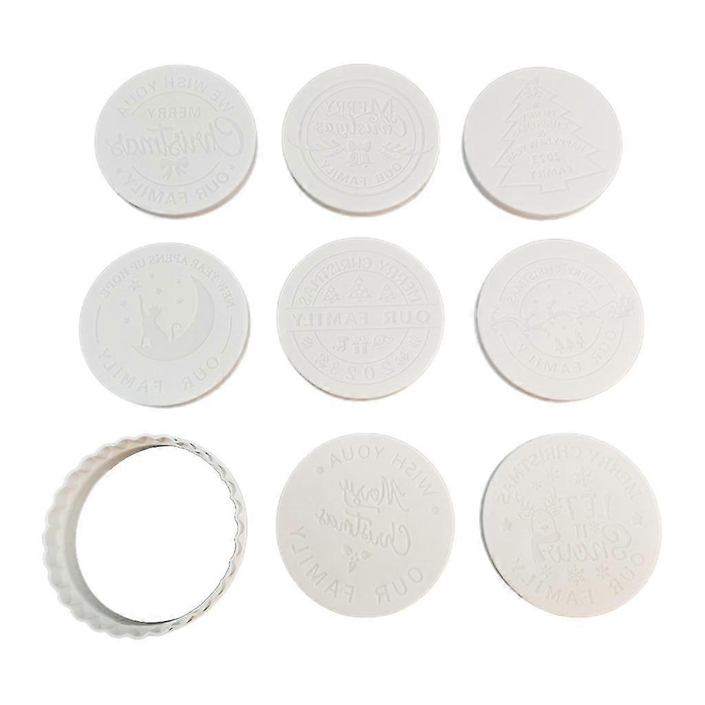 Merry Christmas Fondant Cake Candy Press Moulds With Round Cutter For Decor