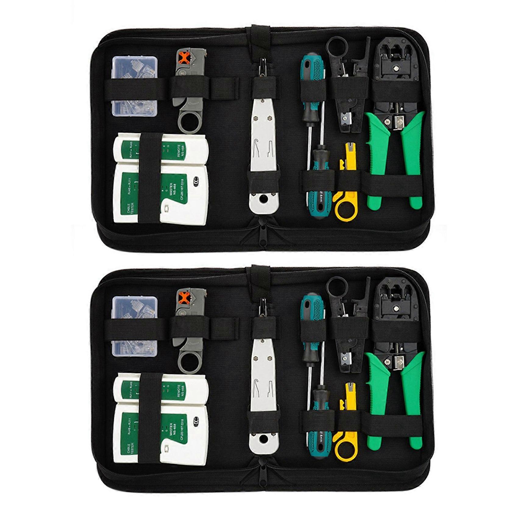 2X Network Cable Repair Tool Kit Set Rj45 Rj11 Cat6 Cable Tester Test Crimper Crimping Maintenance