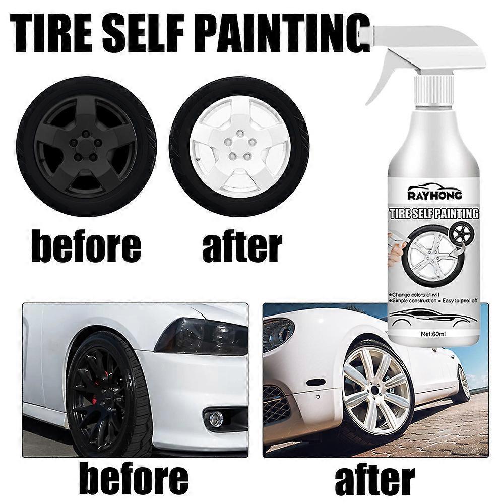 60ml Tire Self-painting Tearable Waterproof Strong Adhesion White Car Tire Color Change Wheel Hub Paint Auto Supplies