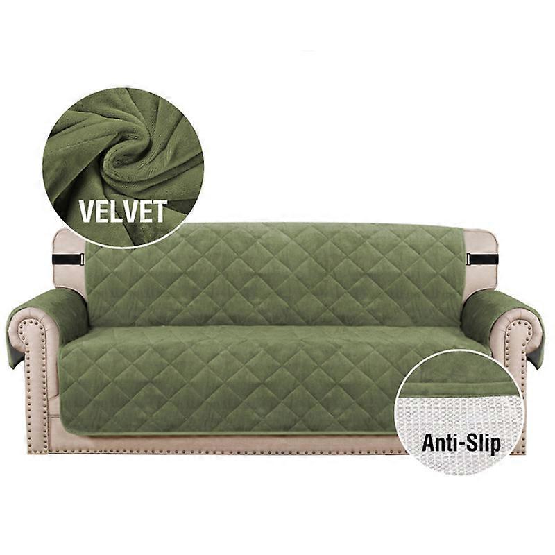 Thick Velvet Sofa Cover Couch Cover Washable Furniture Protector for Dogs Non-Slip Sofa Slipcover with Elastic Strap