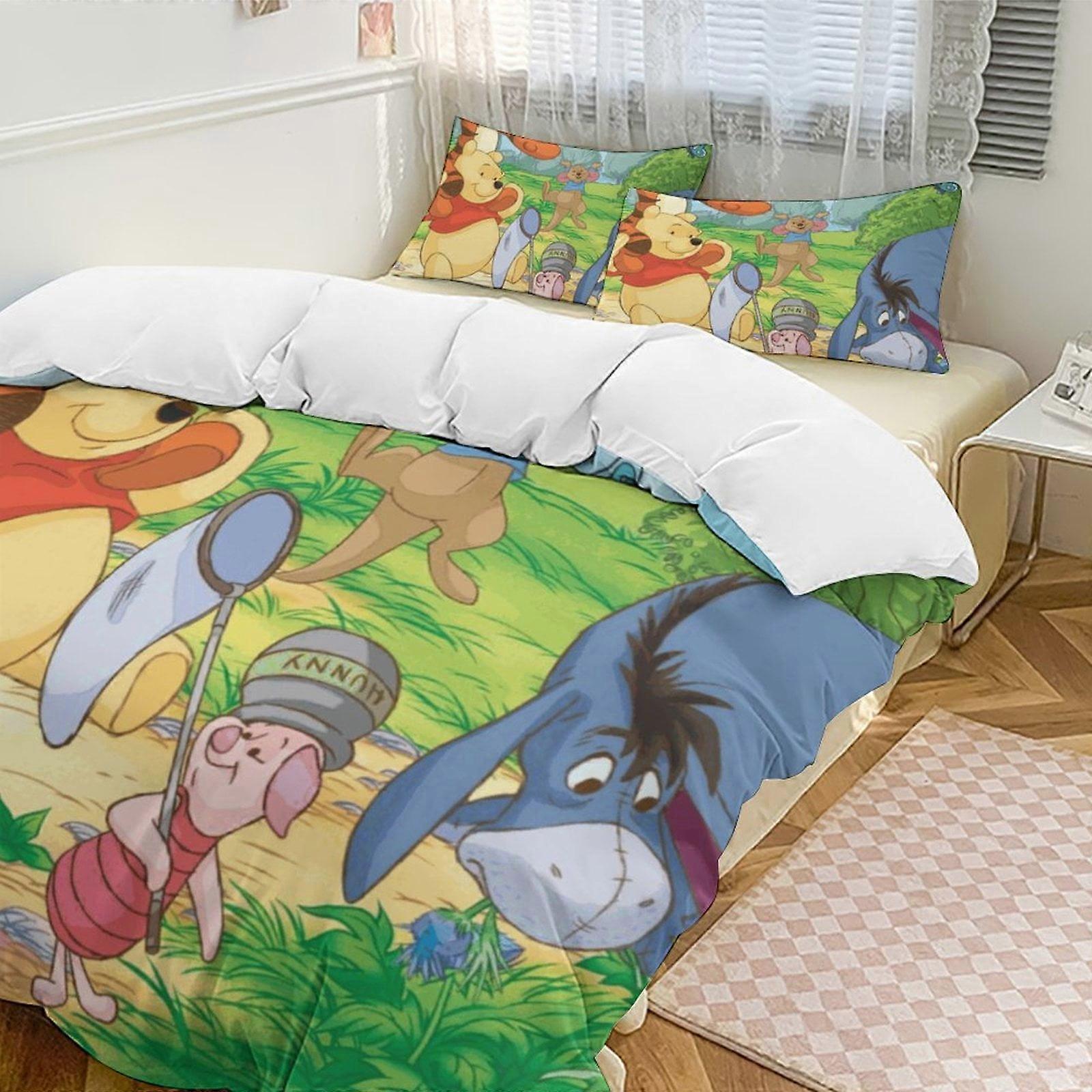 Zm413 Winnie The Pooh 3-Piece Twin Bed Set - Includes 1 Single Comforter And 2 Pillowcases Bedding - Fade Resistant Microfiber - Winnie The Pooh  Lc41