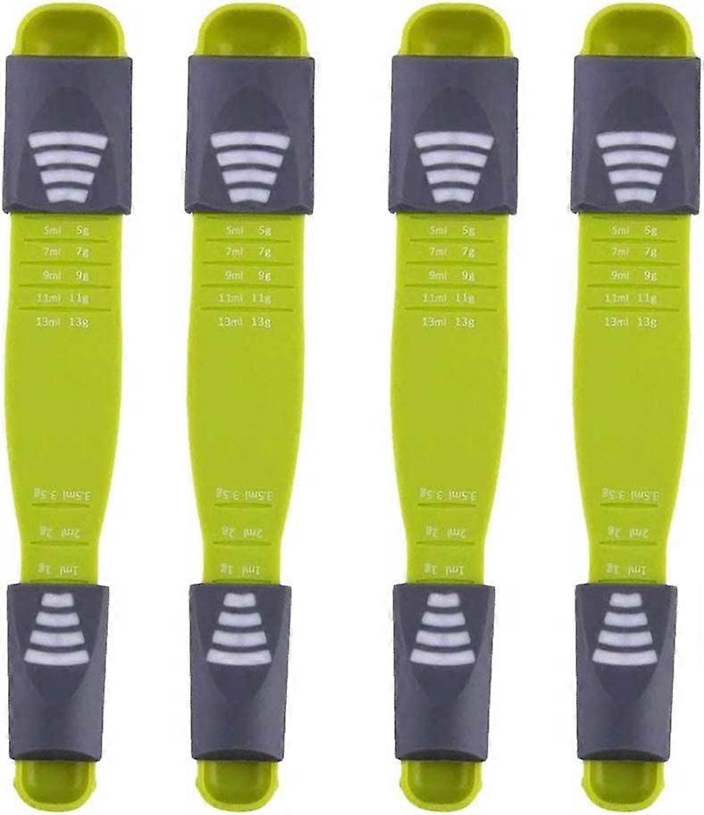 Set of 4 Plastic Measuring Spoons Double-Sided Adjustable