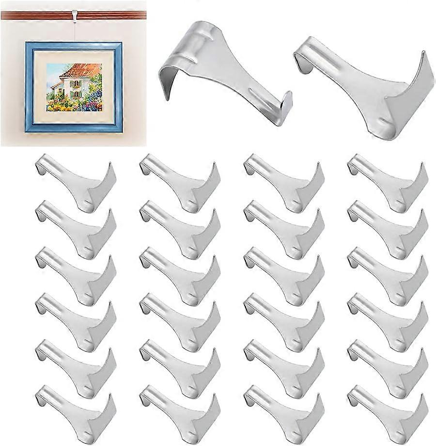 Picture Rail Hooks Moulding Hanging Hooks Metal Dado Rail Picture Hooks Sliver S Shaped Large Picture Rail Hangers for Hanging Picture Art Gallery Dis