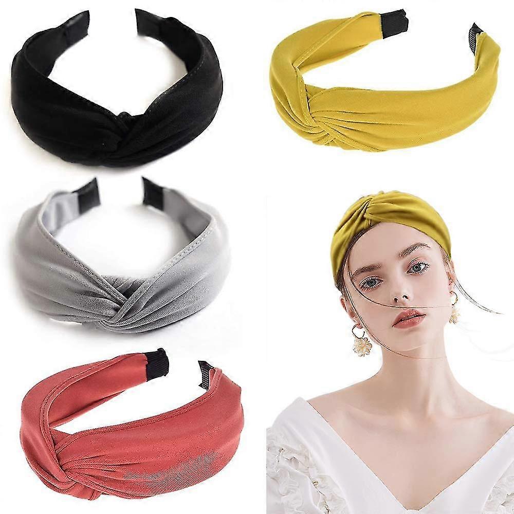 4 Pcs Women's Headband Boho In Retro Style Headband, Knot Elastic