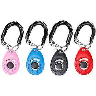Dog Clickers [4 Pack], Dog Clicker with Bungee Strap & Large Button, Training Clicker, Professional Dog Training Clicker for Dog, Cat, Horse - Multico