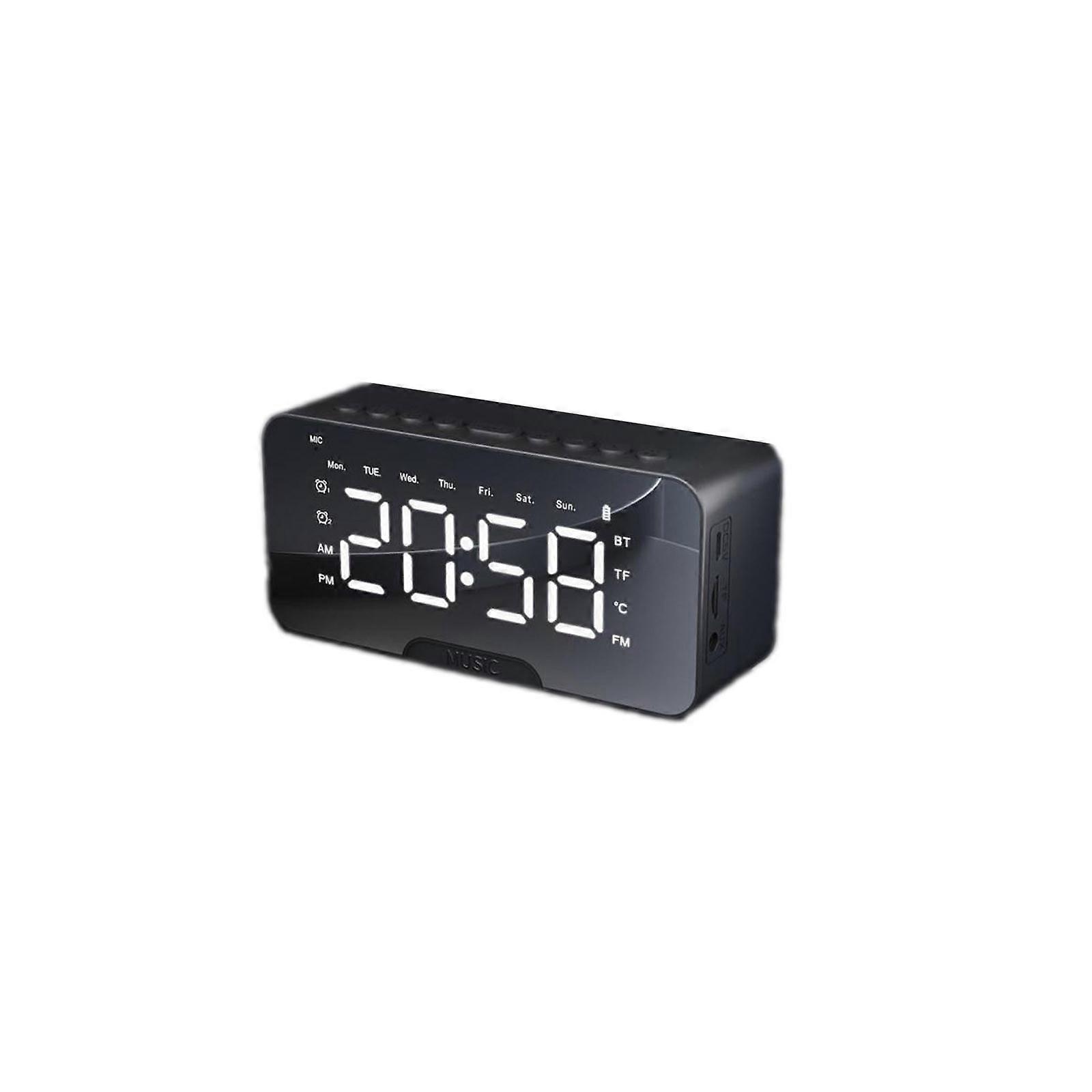 Alarm Clock Timepiece Redefined Sleek Mirror Design Portable Clock With Bluetooth Speaker Alarm Temperature And Card Slot_c24070173