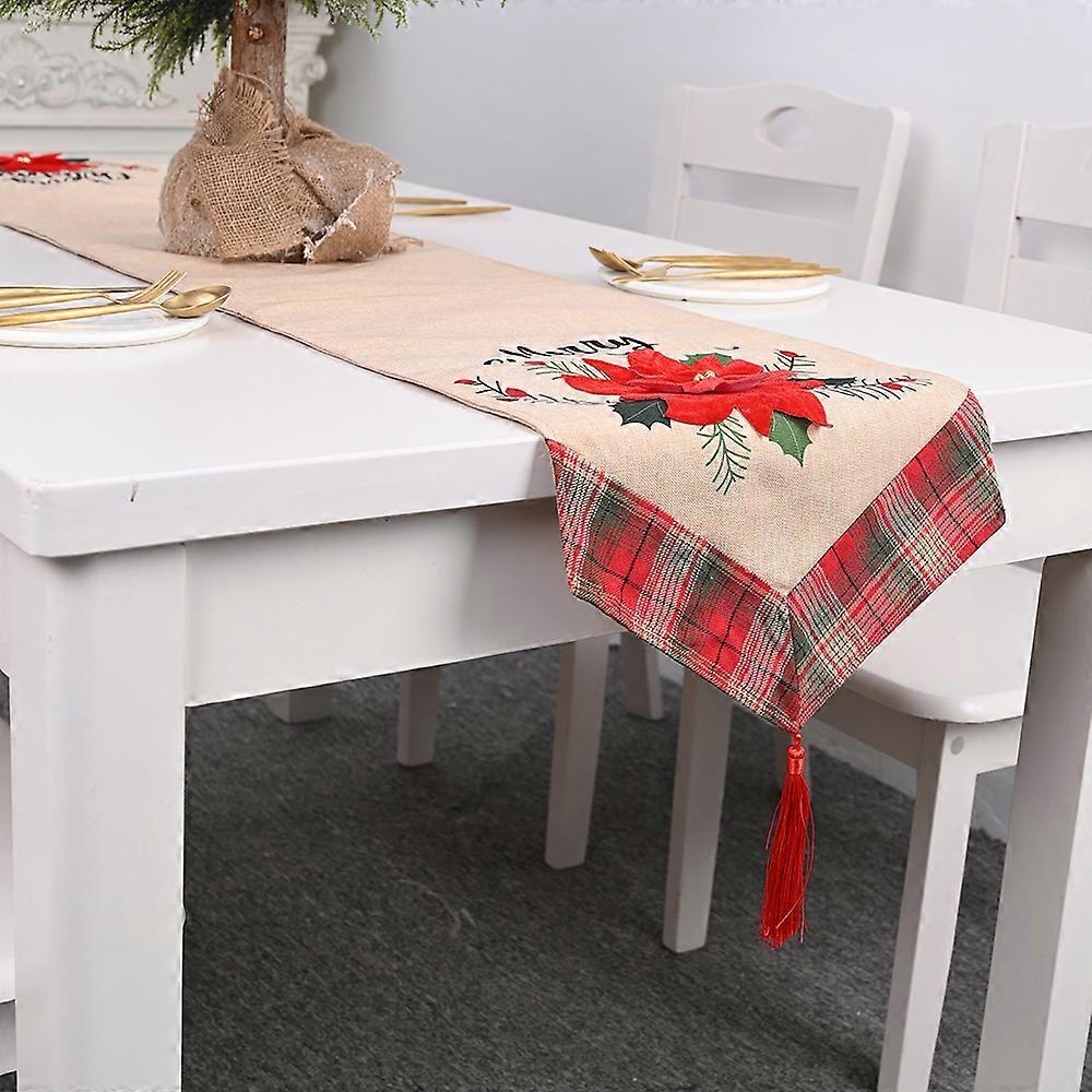 Rectangular Christmas Tablecloth Polyester 33*183m Christmas Tree Patterns for Christmas Table DecorationPrinted Christmas Tablecloth Absorbent Tablec