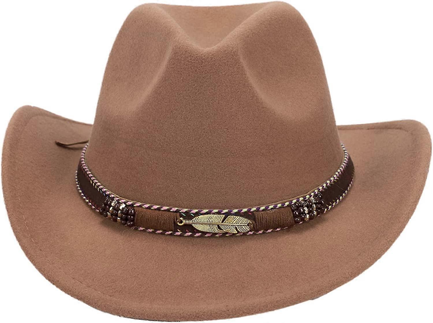 Unisex Classic Wide Brim Felt Cowboy Hat with Adjustable Strap Amazon.com: Western-Cowboy-Hats for Women Men - Classic Wide  main image 3