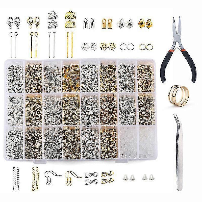 1763pcs المجوهرات صنع اللوازم كيت - أداة إصلاح المجوهرات مع الاكسسوارات المجوهرات كماشة المجوهرات النتائج وأسلاك الديكور للبالغين والمبتدئين