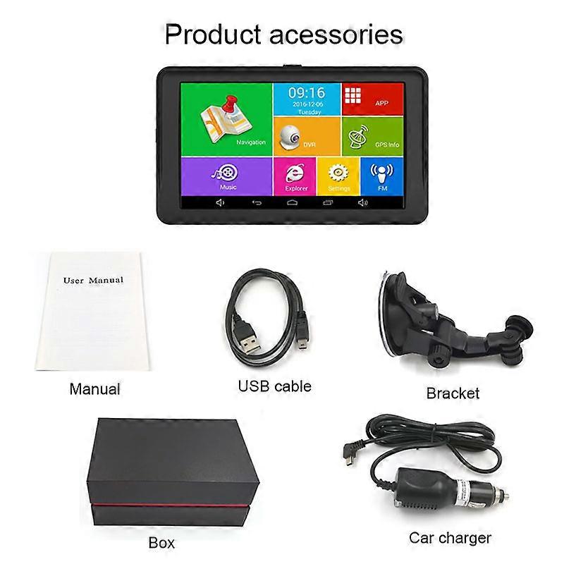 7 Inch Android Dash Camera DVR Car GPS Navigator FM WiFi truck GPS Navigator support Rear View Camera 768M RAM 16GB ROM GPS