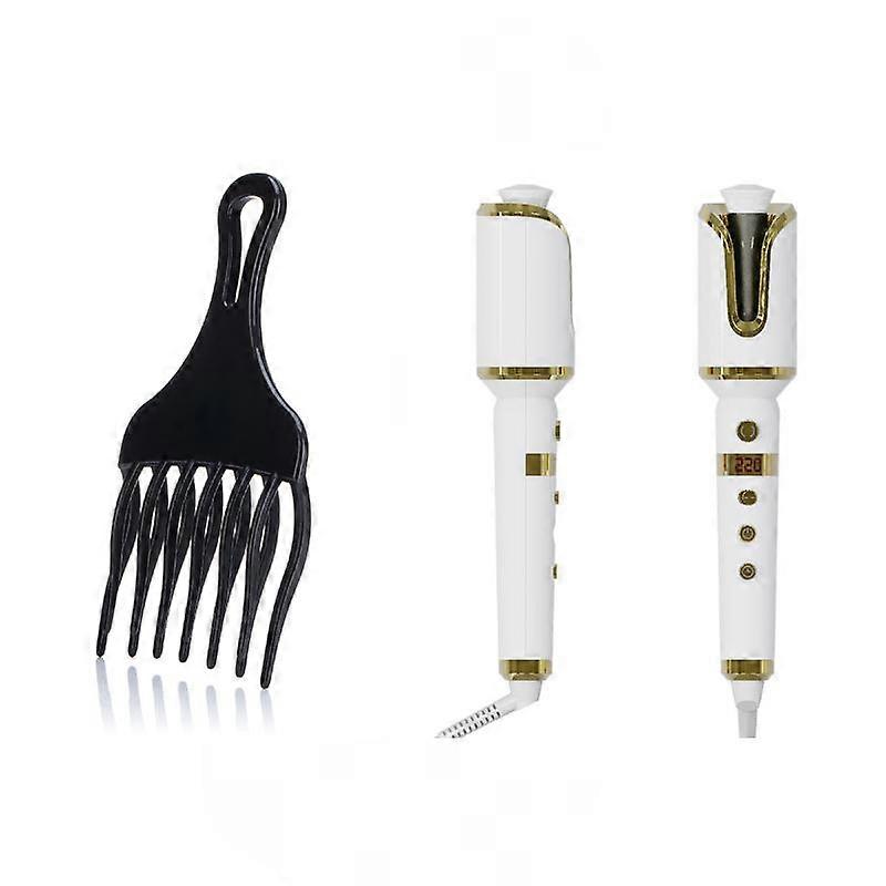 Versatile Hair Essentials: Afro Comb Set And Automatic Rotating Curling Iron