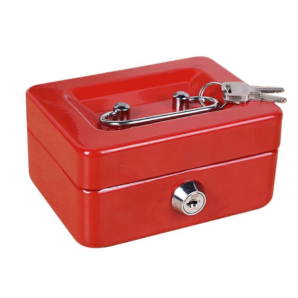 Small 5" steel lockbox with removable tray and key lock 2 keys