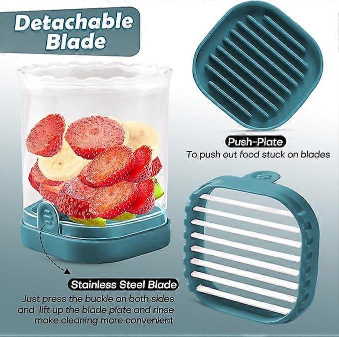 Fruit Slicer CupStrawberry SlicerBanana SlicerGrape CutterEgg Slicers Detachable Fruit Cutter Slicer with Push Plate Creative Strawberry Slicer Kitch