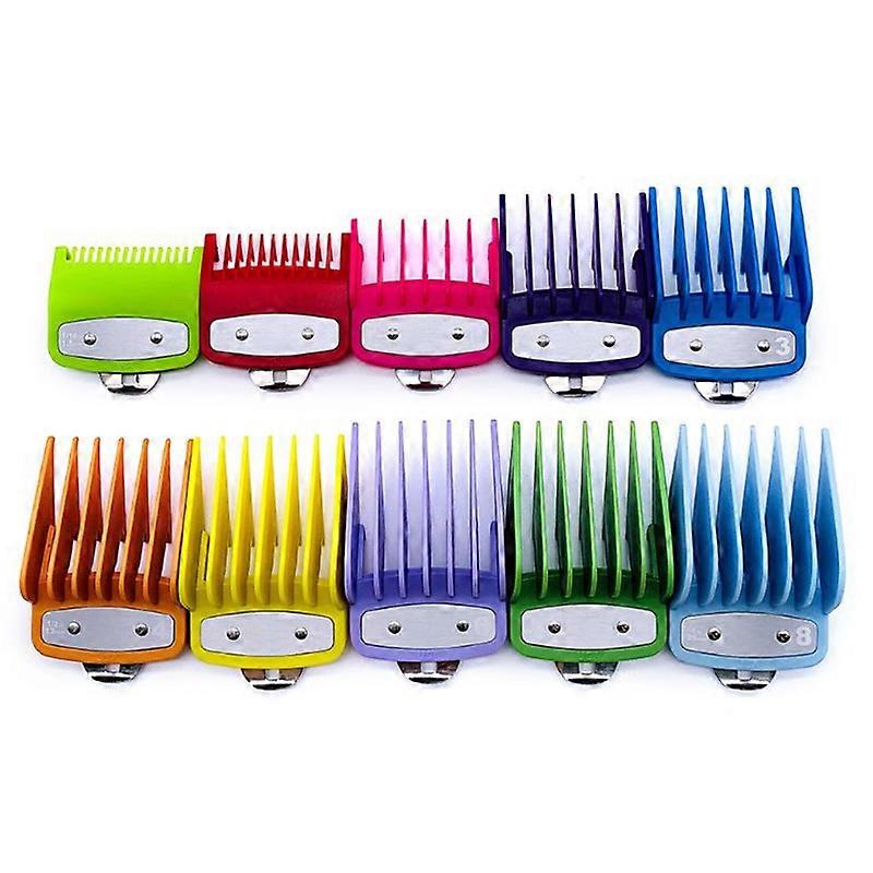 10Pcs for Colorful Guide Comb Multiple Sizes Metal Limited Combs Hair Clipper Cutting Tool