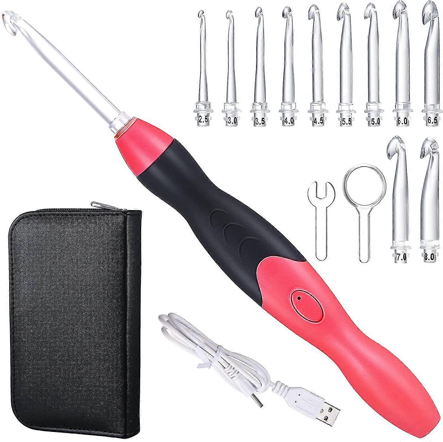 Crochet Hooks Set Rechargeable, Interchangeable Heads 2.5-8 Mm 11sizes