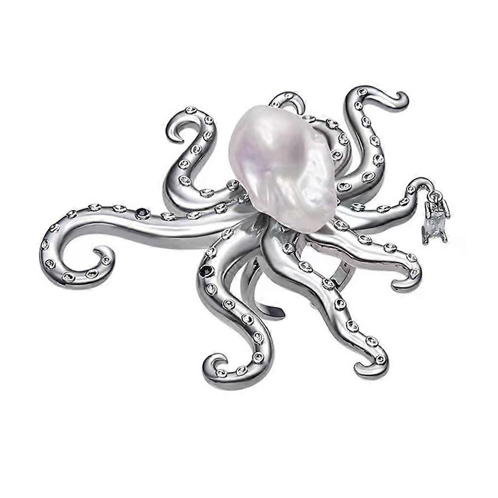Baroque Pearl Octopus Rings Adjustable Rings Exaggerated Rings Alloy Material