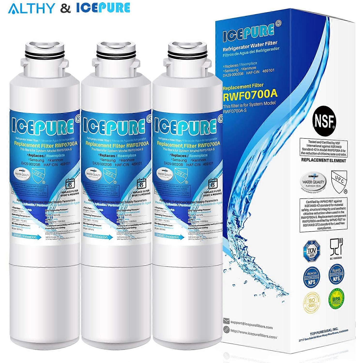 ICEPURE Refrigerator Water Filter Replacement for Samsung DA29-00020B, DA29-00020A, HAF-CIN EXP & KENMORE 469101 -NSF 42 NSF 372