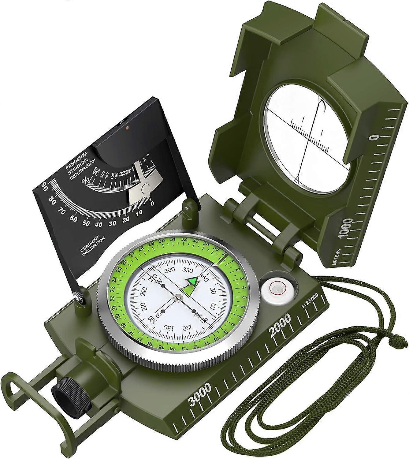 Compass Hiking with Inclinometer Compass Navigation with Fluorescent Scale Waterproof Aiming Compass