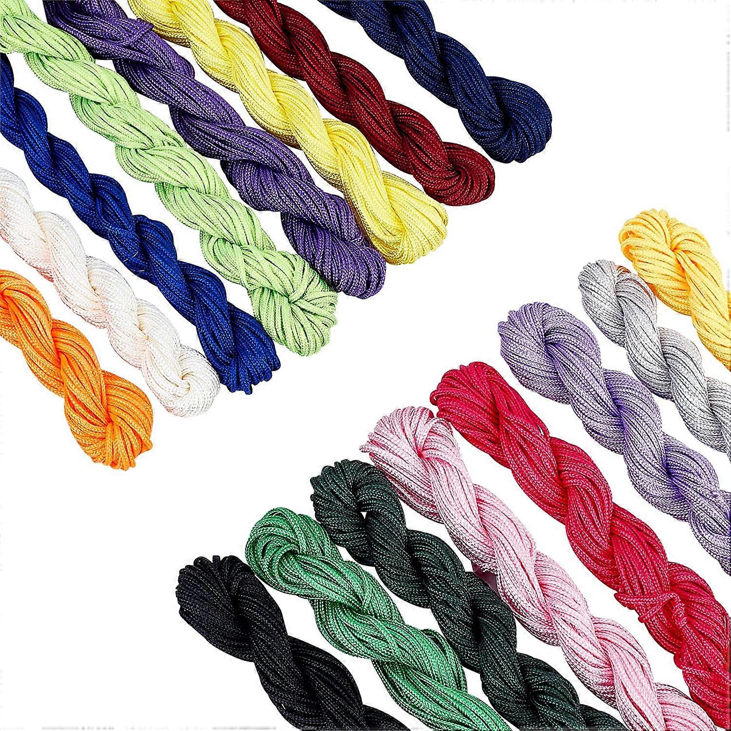 16 Colors Chinese Knotting Cord, 240 Yards 1.5mm Nylon Kumihimo Macrame Cord Thread Tassels String Chinese Knot Fringe String for Friendship Bracelet 