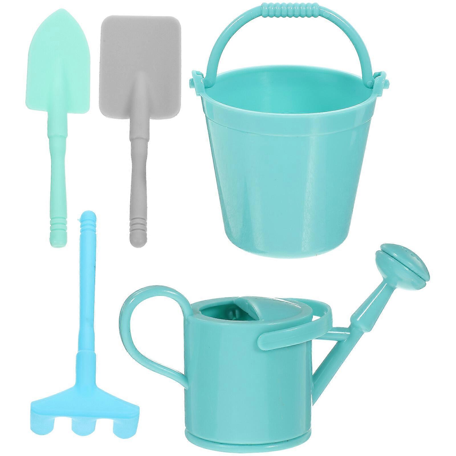 2 Sets of Desktop Rake Model Lawn Yard Decoration Adorable Gardening Tool Statue for Garden