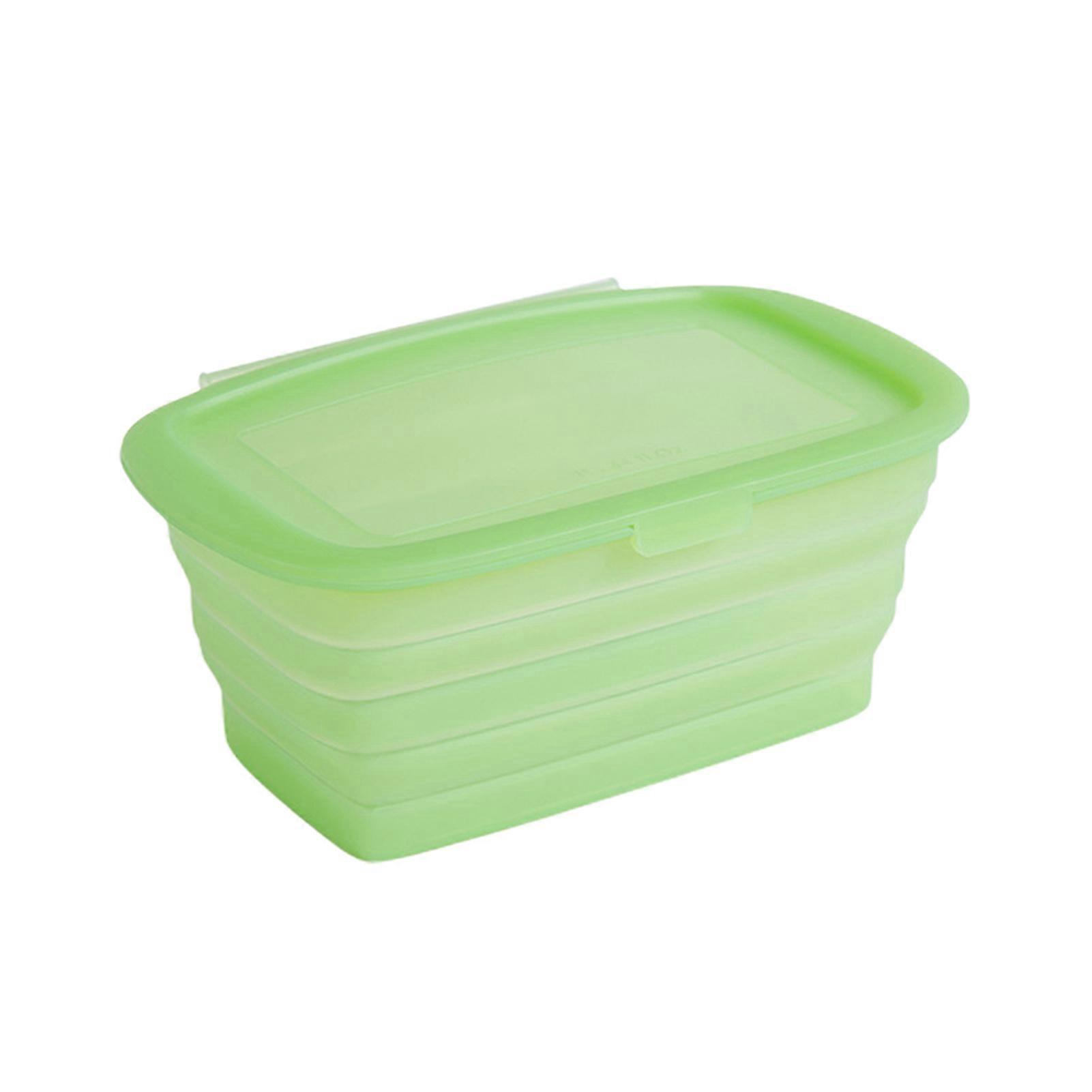 1L Food Container with Lid Good Sealing Heat-proof Cold Resistant Foldable Fruit Vegetable Food Organizer Kitchen Gadget Jikaixiang