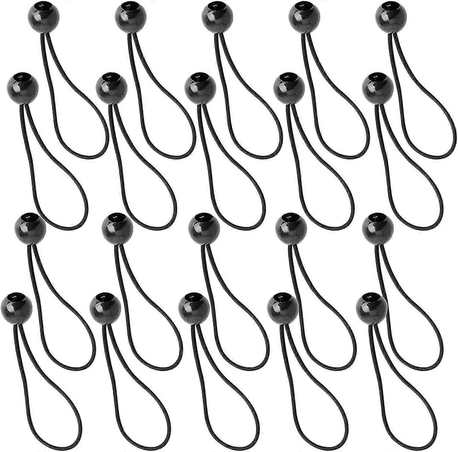 Black Tarp Bounce Ball Bungee Cord Elastic Tie Trap Bungee Cord For Banners Pavilion Flagpoles Tent Bungee Hook Tarps Stand Tent (20 Pieces Bla