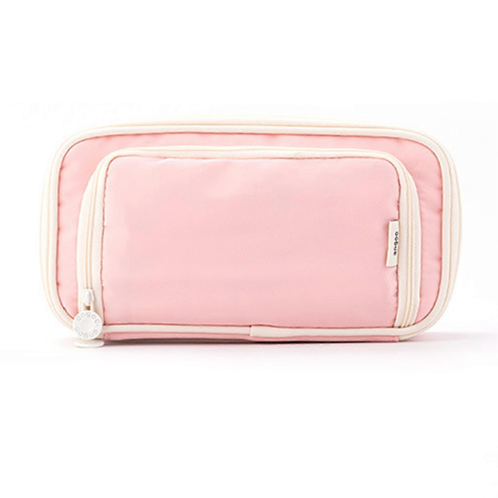 Pencil Bag with Handle Double Layers Mesh Pocket Canvas Multiple Pockets Design Pencil Pen Storage Pouch Office Accessories QingHai