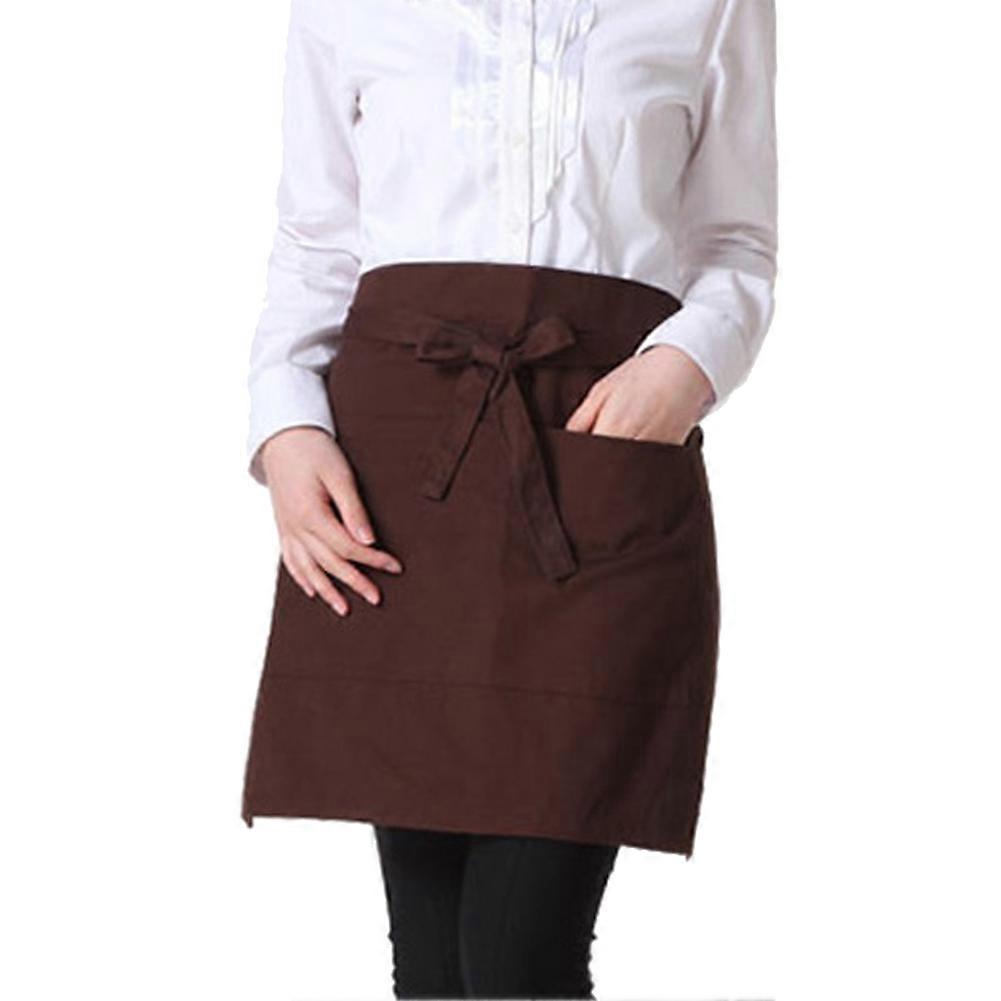 Solid Color Half-Length Short Waist Pockets Restaurant Cooking Chef Waiter Apron