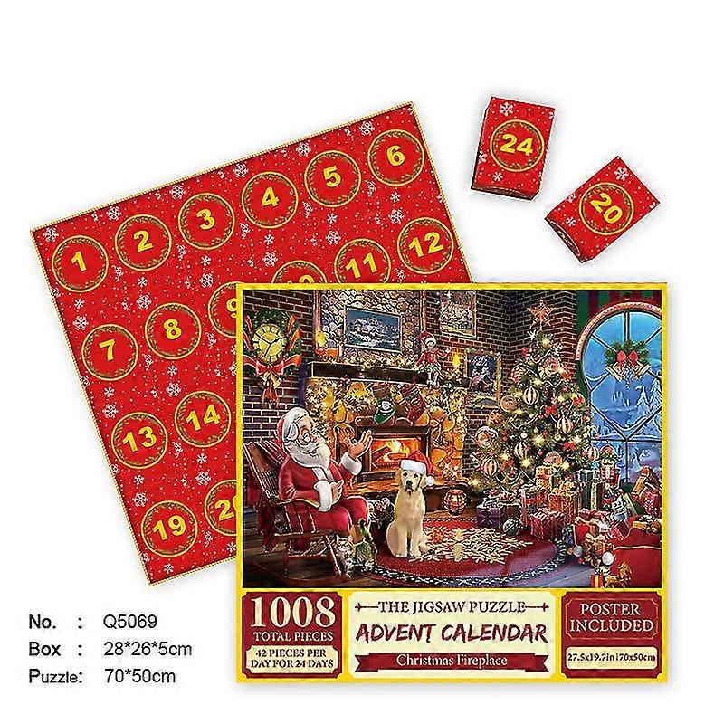 Christmas Puzzle Advent Calendar , 1008 Pieces Puzzle 24 Days Christmas Countdown Advent Calendars-B-