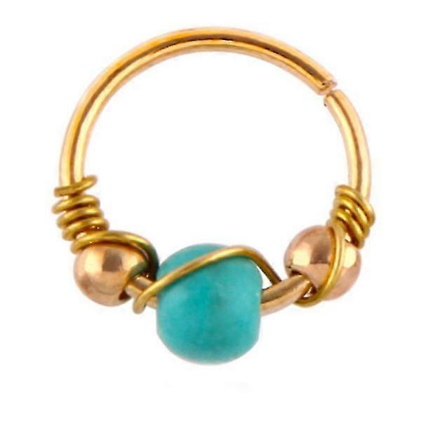 Turquoise Wrapped Nose Ring Ear Bone Stud Pierced Nose [Gold]